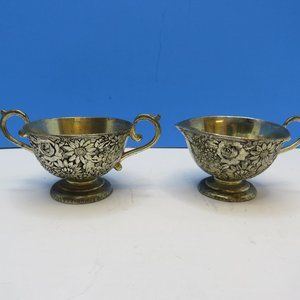 VTG Holiday Imports Silver Plate Japan Creamer & Sugar Set.